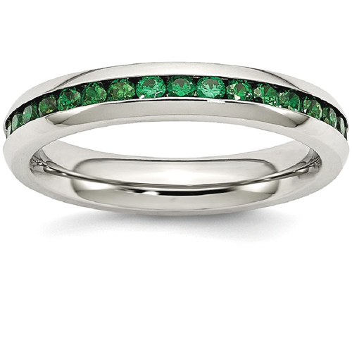 IceCarats Stainless Steel 4mm May Green Cubic Zirconia Cz Band Ring Size 6.00 Birthstone