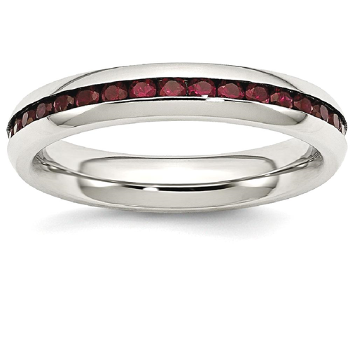 IceCarats Stainless Steel 4mm January Dark Red Cubic Zirconia Cz Band Ring Size 6.00 Birthstone