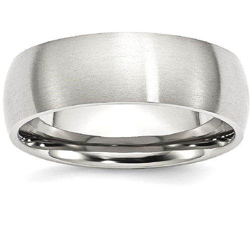 IceCarats Stainless Steel 7mm Brushed Wedding Ring Band Size 8.50 Classic Domed