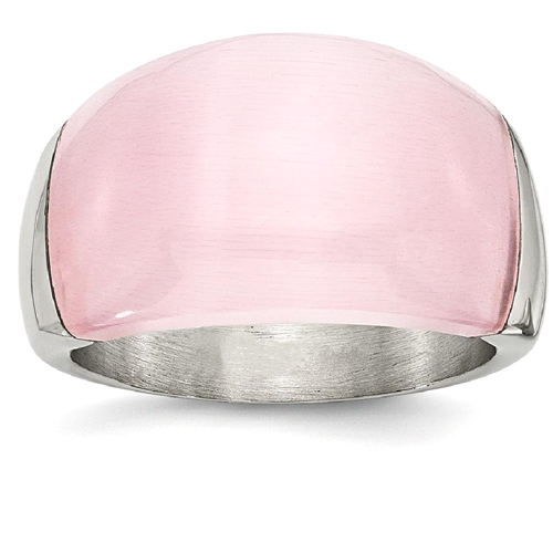 IceCarats Stainless Steel 12mm Pink Cats Eye Band Ring Size 6.00 Stone