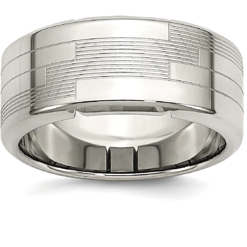 IceCarats Stainless Steel Textured Band Ring Size 9.00 Men
