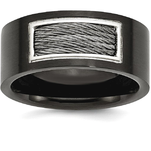 IceCarats Stainless Steel Black Plated Wire Inlay Band Ring Size 10.00 Wedding Type Of