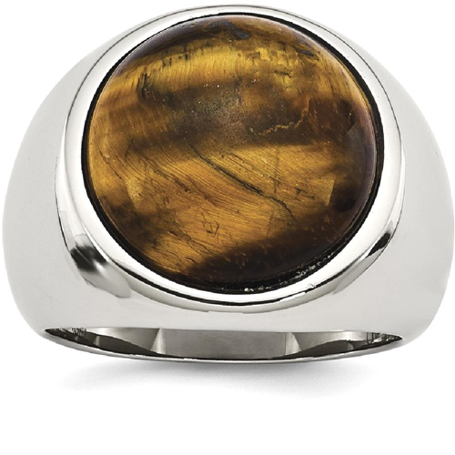 IceCarats Stainless Steel Tigers Eye Band Ring Size 9.00 Men