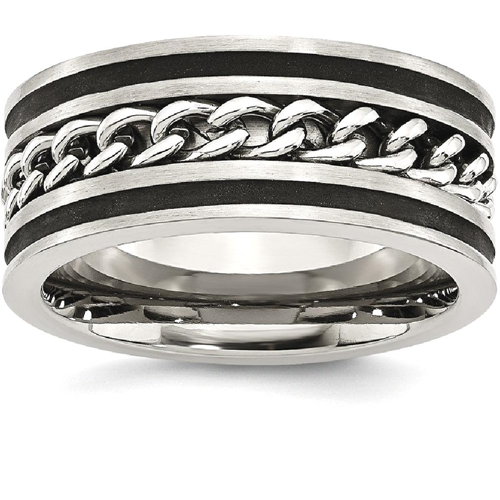 IceCarats Stainless Steel Chain/black Plated Brushed 10mm Wedding Ring Band Size 10.00 Type Of