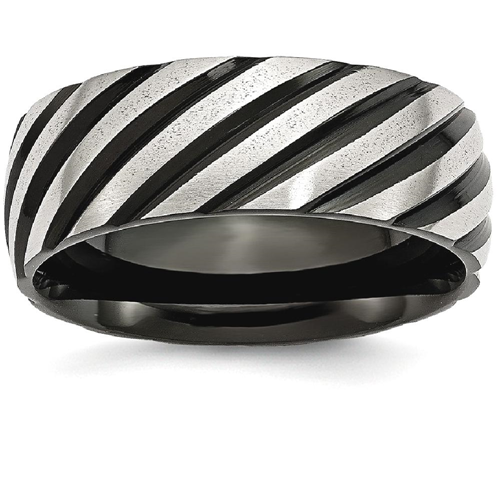 IceCarats Stainless Steel 8mm Black Plated Swirl Brushed Wedding Ring Band Size 12.00 Fancy