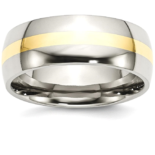 IceCarats Stainless Steel 14k Yellow Inlay 8mm Wedding Ring Band Size 12.50 Preciou Metal