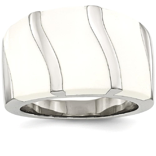 IceCarats Stainless Steel White Enamel Band Ring Size 6.00