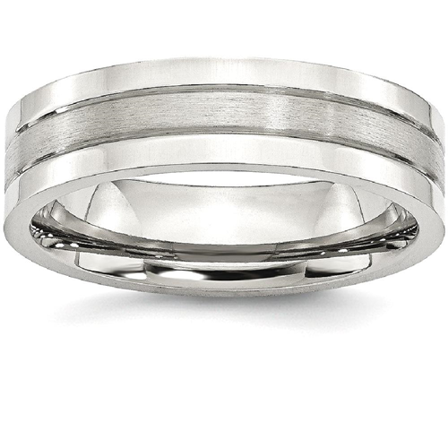IceCarats Stainless Steel Grooved 6mm Wedding Ring Band Size 10.50