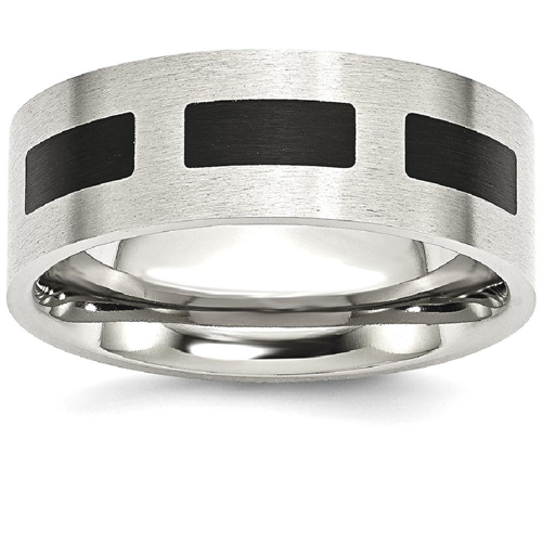 IceCarats Stainless Steel Black Rubber Flat 8mm Brushed Wedding Ring Band Size 10.50 Type Of