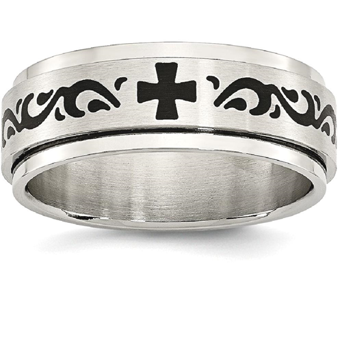 IceCarats Stainless Steel Enamel Swirl Design 8mm Brushed/ Wedding Ring Band Size 10.00 Designed Religious