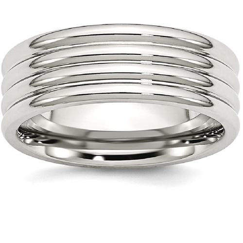 IceCarats Stainless Steel Grooved 8mm Wedding Ring Band Size 9.50