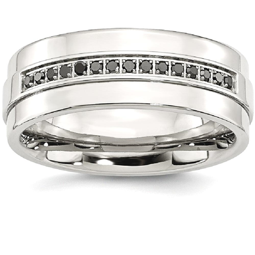 IceCarats Stainless Steel Black Diamonds 8mm Wedding Ring Band Size 11.00 Men Fancy