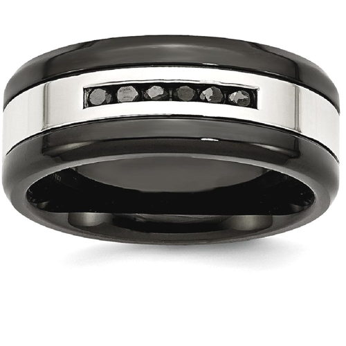 IceCarats Stainless Steel Black Plated/ Diamonds 9mm Wedding Ring Band Size 13.00 Men Fancy