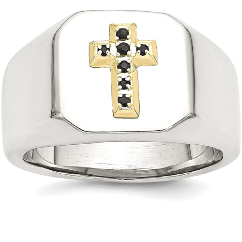 IceCarats Stainless Steel 14k Sapphire Cross Religious Band Ring Size 11.00
