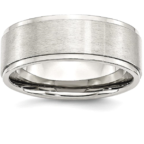 IceCarats Stainless Steel Ridged Edge 8mm Brushed Wedding Ring Band Size 12.50 Classic Flat Wedge