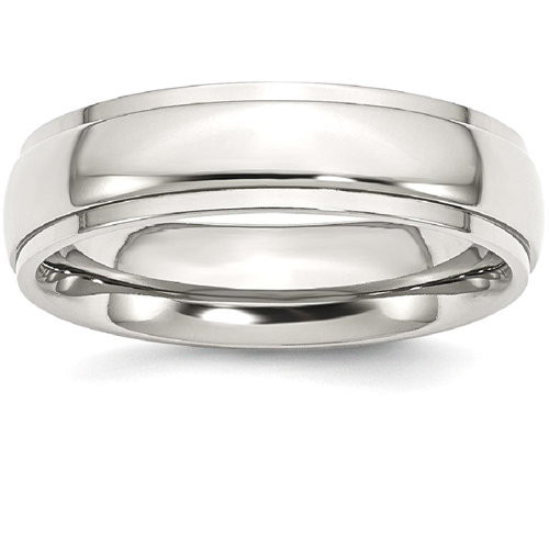 IceCarats Stainless Steel Ridged Edge 6mm Wedding Ring Band Size 10.00 Classic Domed Wedge