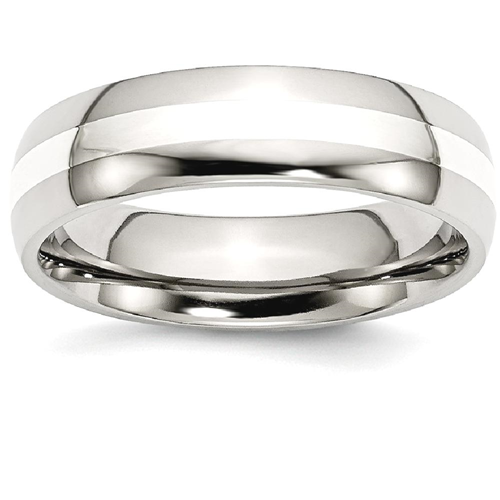 IceCarats Stainless Steel 925 Sterling Silver Inlay 6mm Wedding Ring Band Size 9.50 Preciou Metal
