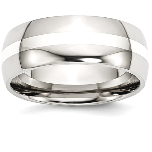 IceCarats Stainless Steel 925 Sterling Silver Inlay 8mm Wedding Ring Band Size 10.50 Preciou Metal