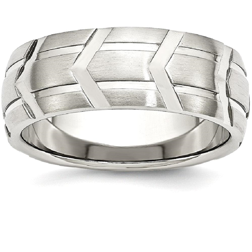 IceCarats Stainless Steel Grooved 8mm Brushed Wedding Ring Band Size 8.00