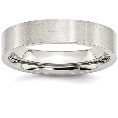 IceCarats Stainless Steel Flat 5mm Brushed Wedding Ring Band Size 8.50 Classic
