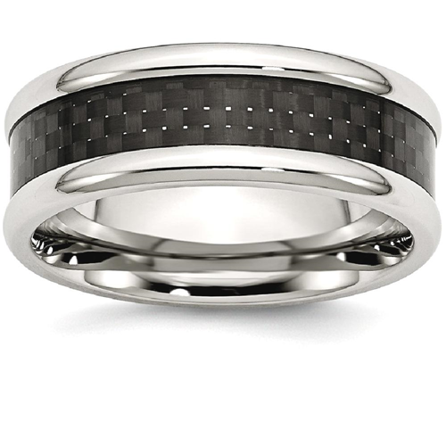 IceCarats Stainless Steel Black Carbon Fiber Inlay 8mm Wedding Ring Band Size 10.00 Type Of
