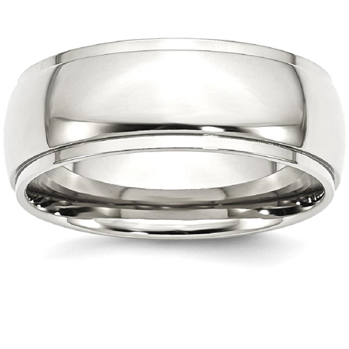 IceCarats Stainless Steel Ridged Edge 8mm Wedding Ring Band Size 11.00 Classic Domed Wedge