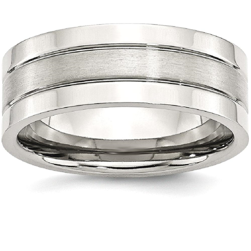 IceCarats Stainless Steel Grooved 8mm Wedding Ring Band Size 13.00