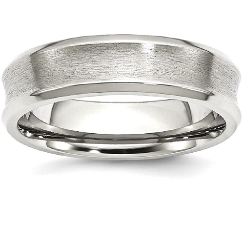 IceCarats Stainless Steel Concave Beveled Edge 6mm Brushed/ Wedding Ring Band Size 11.00 Classic