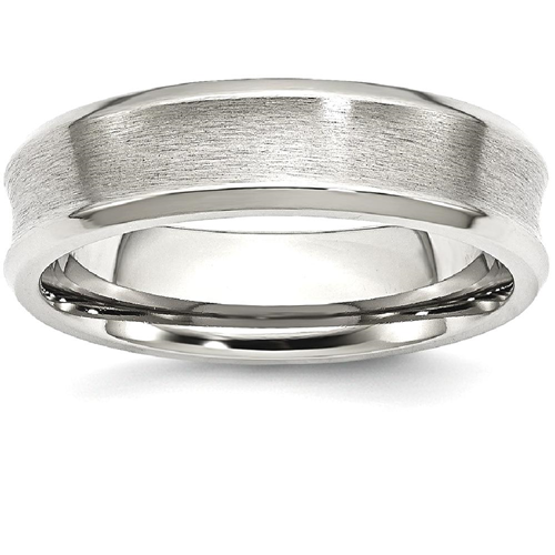 IceCarats Stainless Steel Concave Beveled Edge 6mm Brushed/ Wedding Ring Band Size 6.00 Classic