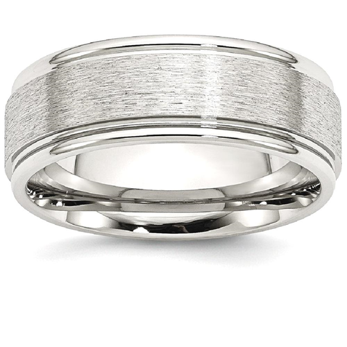 IceCarats Stainless Steel Grooved Edge 8mm Brushed Wedding Ring Band Size 13.50