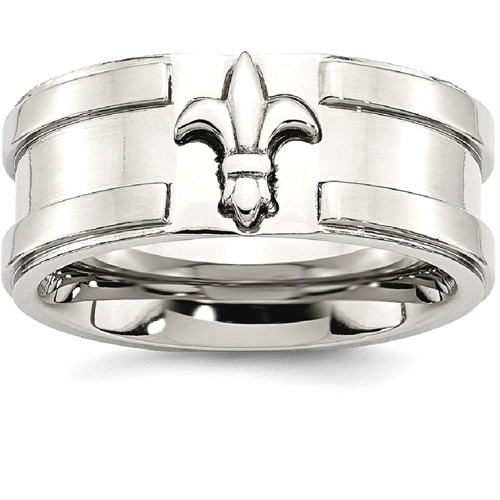 IceCarats Stainless Steel Fleur De Lis 10mm Brushed Wedding Ring Band Size 8.00 Designed Celtic