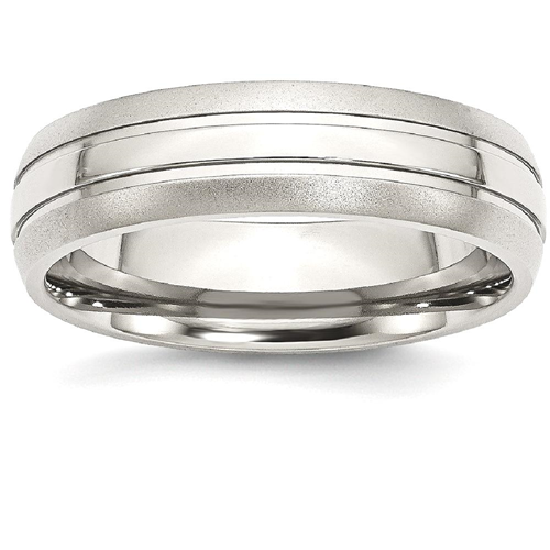 IceCarats Stainless Steel Grooved 6mm Brushed Wedding Ring Band Size 12.50