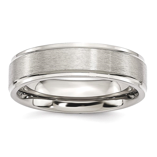 IceCarats Titanium Ridged Edge 6mm Brushed Wedding Ring Band Size 13.00 Classic Flat Wedge