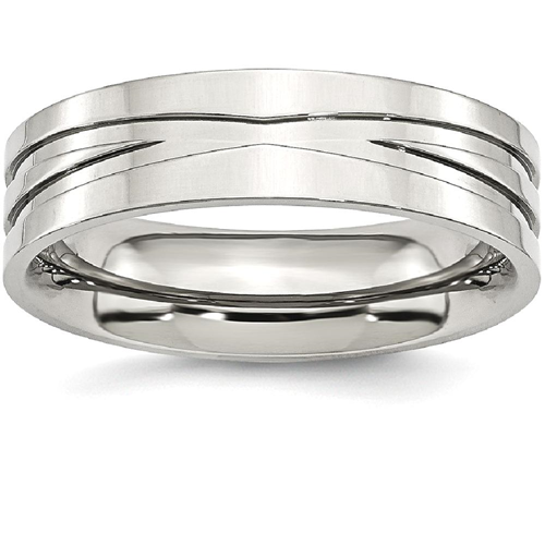 IceCarats Stainless Steel Grooved 6mm Wedding Ring Band Size 8.00