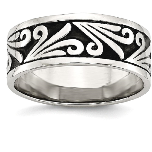 IceCarats Stainless Steel Design 8mm Ridged Edge Wedding Ring Band Size 11.00 Fancy