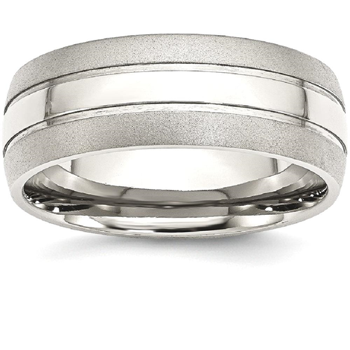 IceCarats Stainless Steel Grooved 8mm Brushed Wedding Ring Band Size 11.50