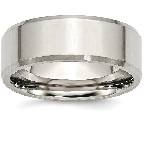 IceCarats Titanium Beveled Edge 8mm Brushed Wedding Ring Band Size 13.00 Classic Flat Wedge