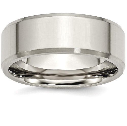 IceCarats Titanium Beveled Edge 8mm Brushed Wedding Ring Band Size 8.00 Classic Flat Wedge