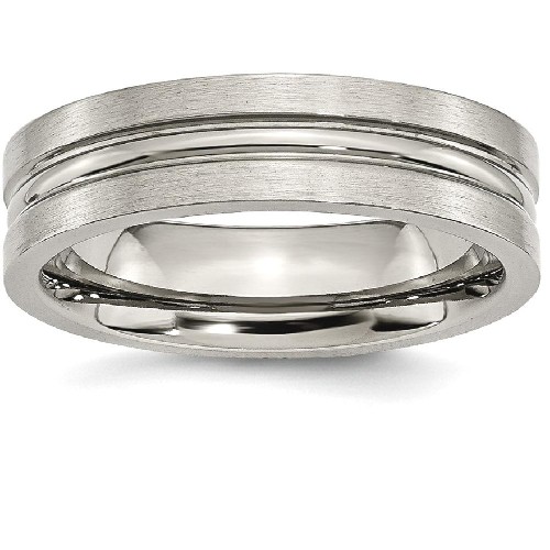 IceCarats Titanium Grooved 6mm Brushed Wedding Ring Band Size 8.50