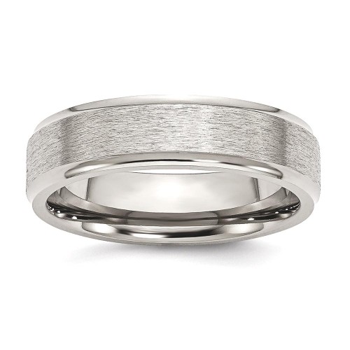 IceCarats Titanium Ridged Edge 6mm Wedding Ring Band Size 7.50 Classic Flat Wedge