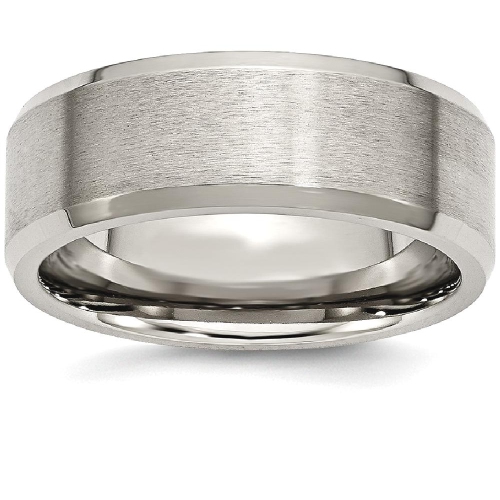 IceCarats Titanium Beveled Edge 8mm Brushed Wedding Ring Band Size 9.50 Classic Flat Wedge