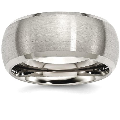 IceCarats Titanium Beveled Edge 10mm Wedding Ring Band Size 8.50 Classic Flat Wedge