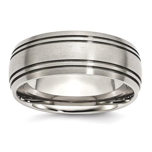 IceCarats Titanium Grooved 8mm Wedding Ring Band Size 10.00