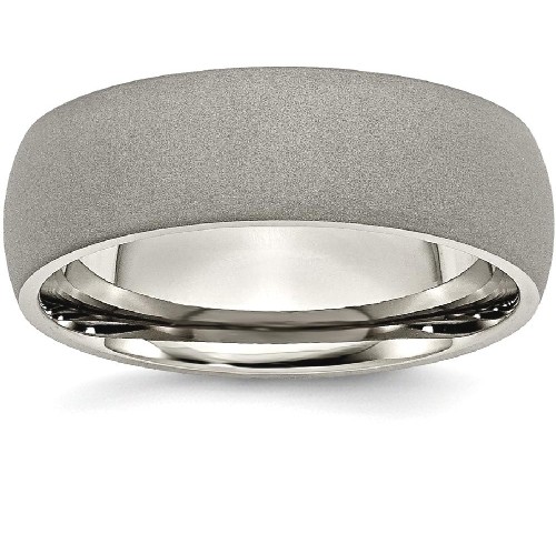 IceCarats Titanium Stone Finish 7mm Wedding Ring Band Size 7.50 Classic Domed