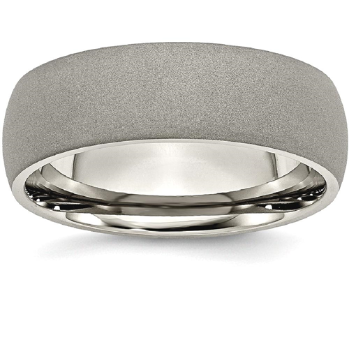IceCarats Titanium Stone Finish 7mm Wedding Ring Band Size 8.00 Classic Domed