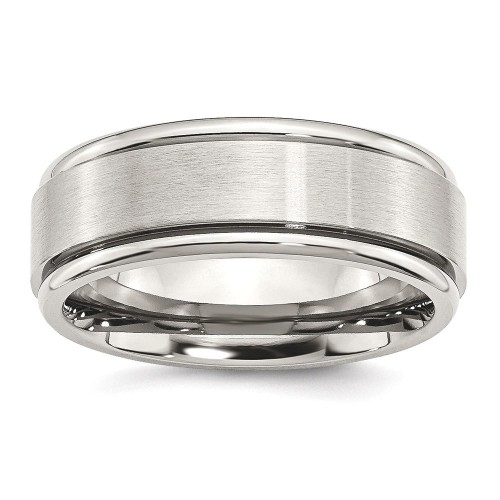 IceCarats Titanium Ridged Edge 8mm Brushed Wedding Ring Band Size 10.00 Classic Flat Wedge