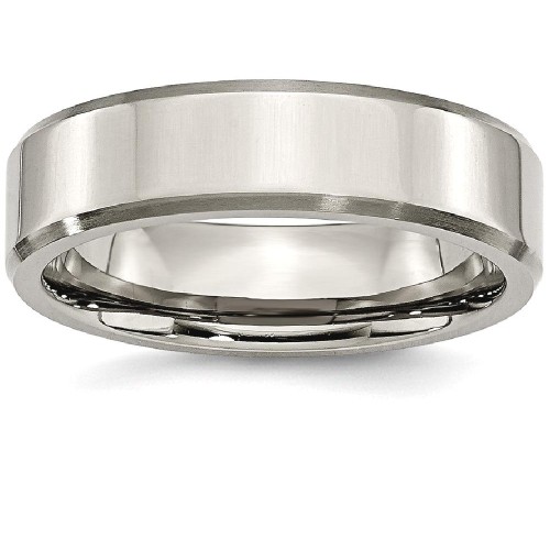 IceCarats Titanium Beveled Edge 6mm Brushed Wedding Ring Band Size 11.00 Classic Flat Wedge