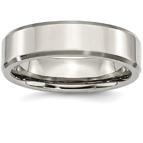IceCarats Titanium Beveled Edge 6mm Brushed Wedding Ring Band Size 13.00 Classic Flat Wedge