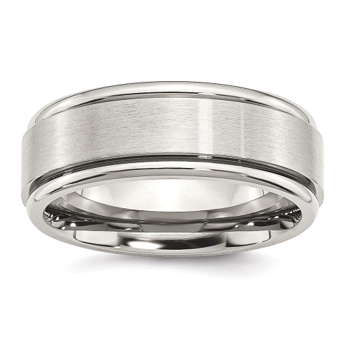 IceCarats Titanium Ridged Edge 8mm Brushed Wedding Ring Band Size 13.00 Classic Flat Wedge
