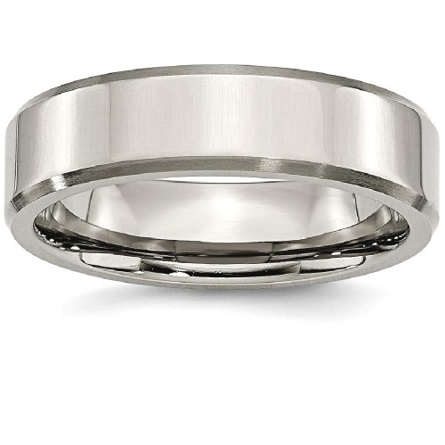 IceCarats Titanium Beveled Edge 6mm Brushed Wedding Ring Band Size 8.00 Classic Flat Wedge